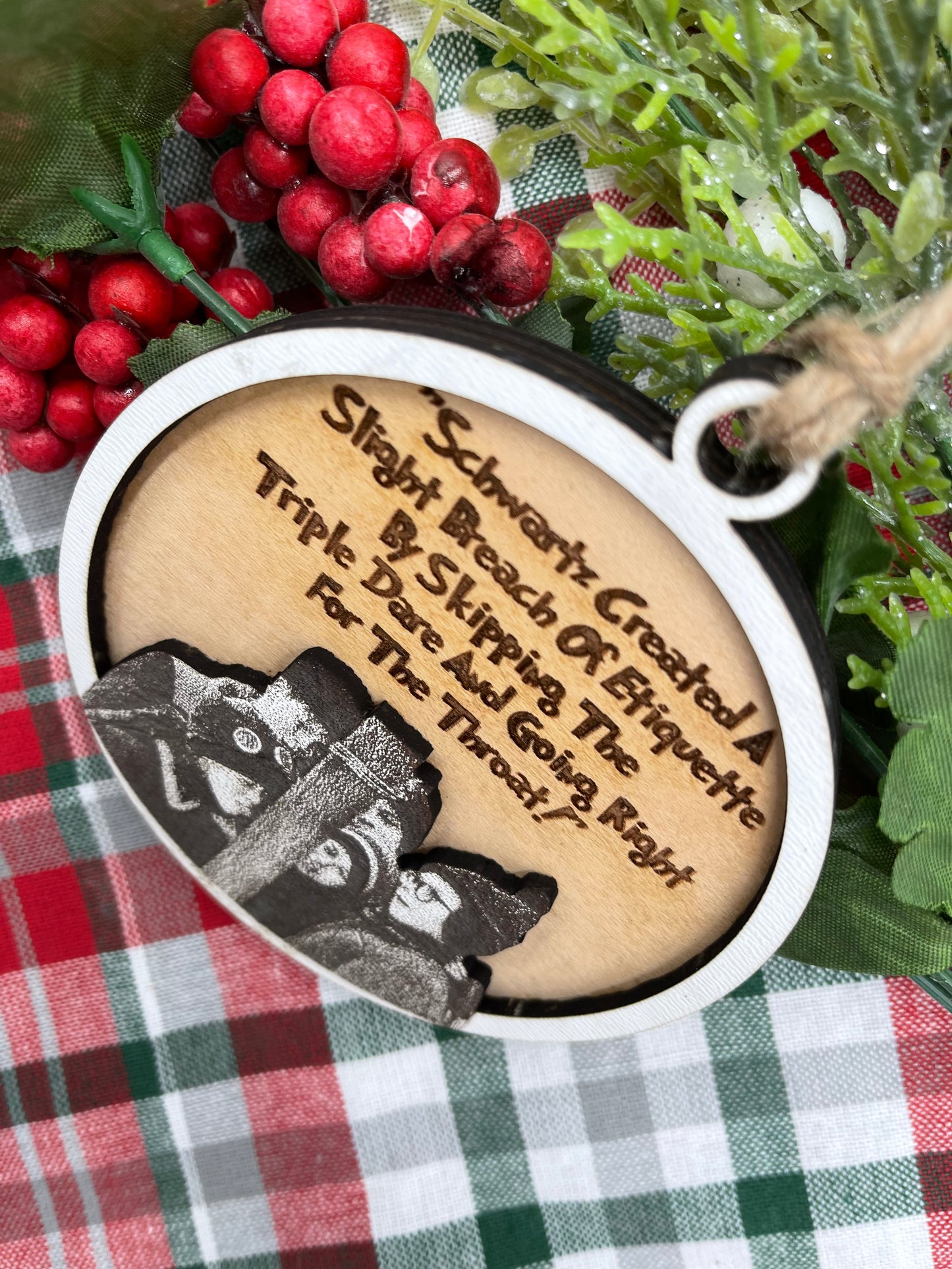 Christmas Story Inspired Schwartz & Flick Triple Dog Dare Tongue Stuck to Pole Ornament