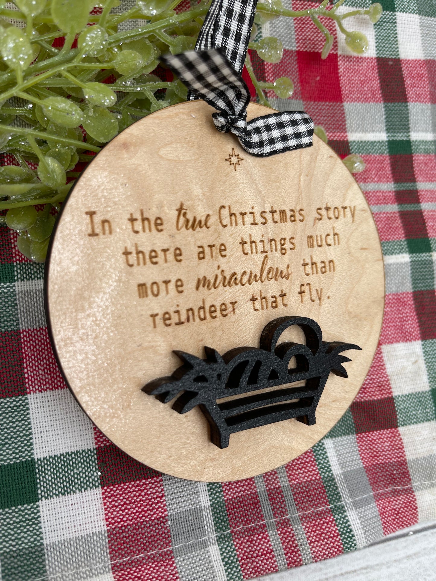 True Christmas Story Manger Religious Ornament