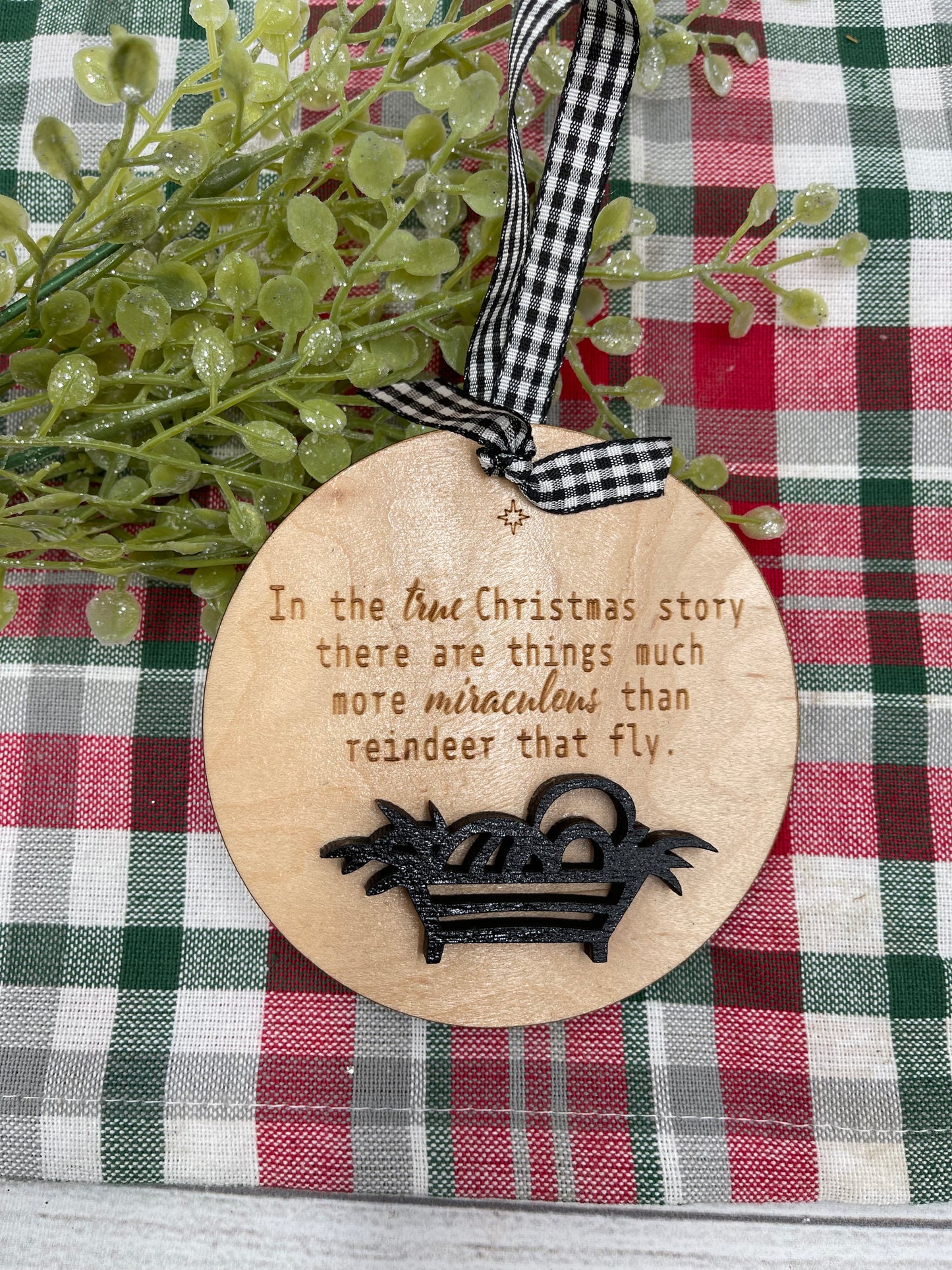 True Christmas Story Manger Religious Ornament