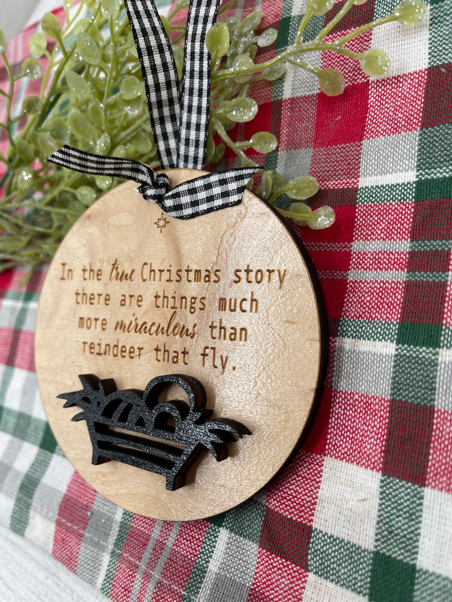 True Christmas Story Manger Religious Ornament