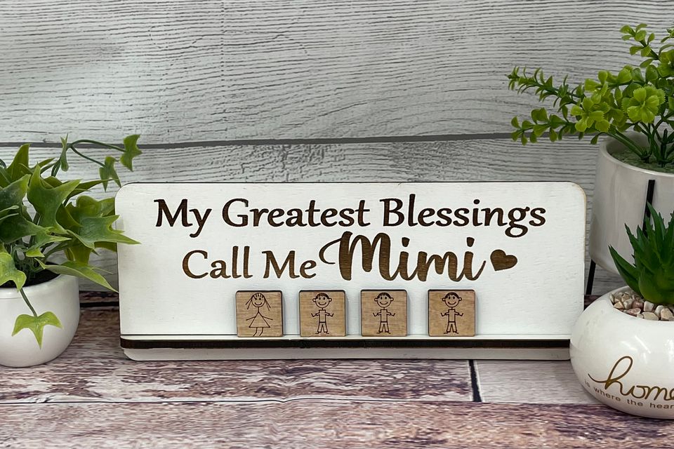 Mimi Sign - My Greatest Blessing Call Me Mimi with Grandkid kids Tiles!
