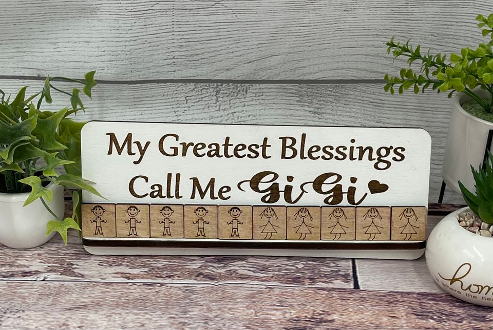 GiGi Sign - My Greatest Blessings Call Me GiGi with Grandkid Kids Tiles