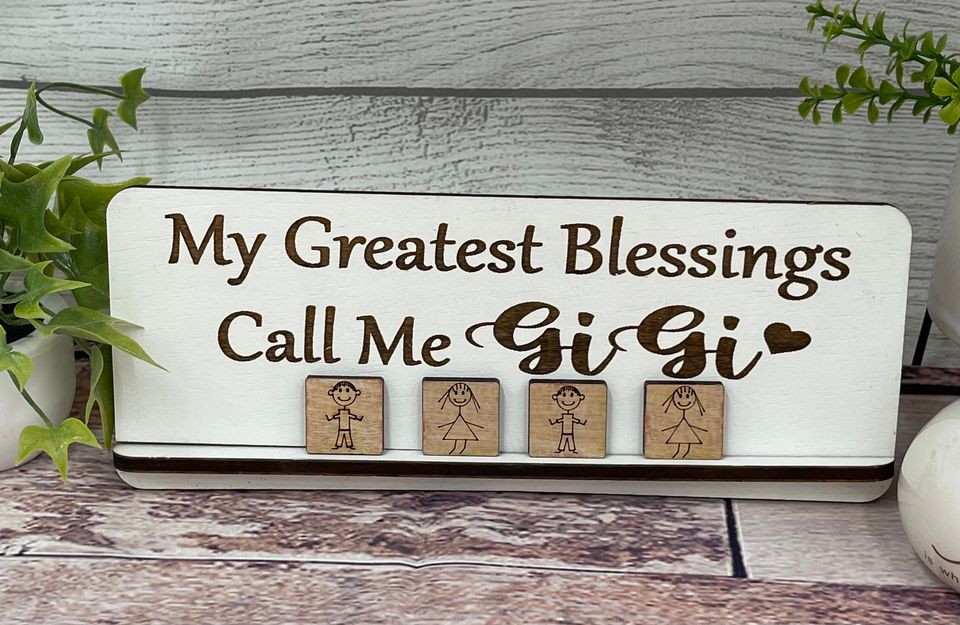 GiGi Sign - My Greatest Blessings Call Me GiGi with Grandkid Kids Tiles
