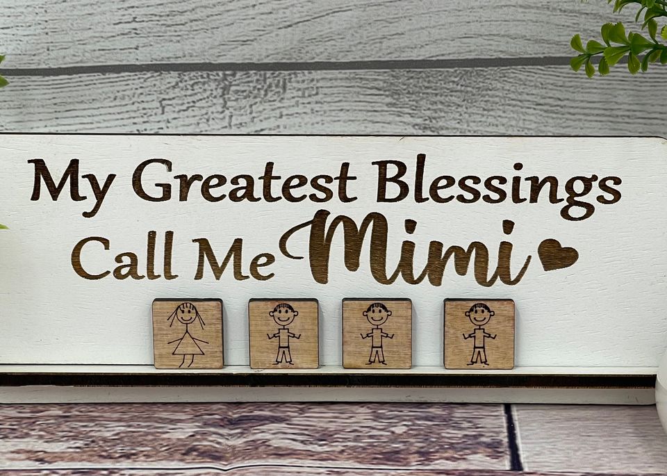 Mimi Sign - My Greatest Blessing Call Me Mimi with Grandkid kids Tiles!