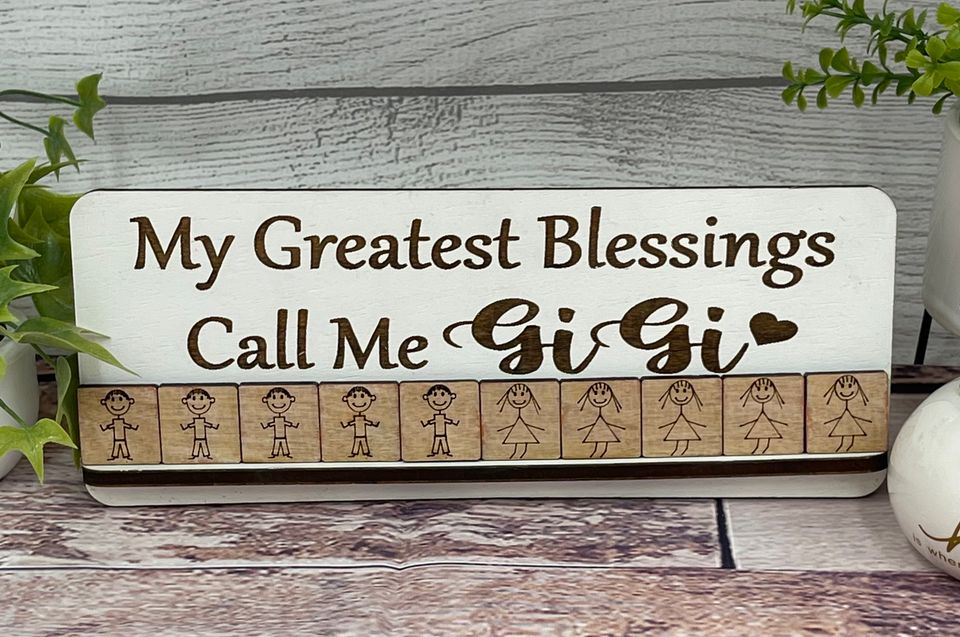 GiGi Sign - My Greatest Blessings Call Me GiGi with Grandkid Kids Tiles