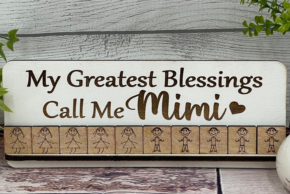 Mimi Sign - My Greatest Blessing Call Me Mimi with Grandkid kids Tiles!