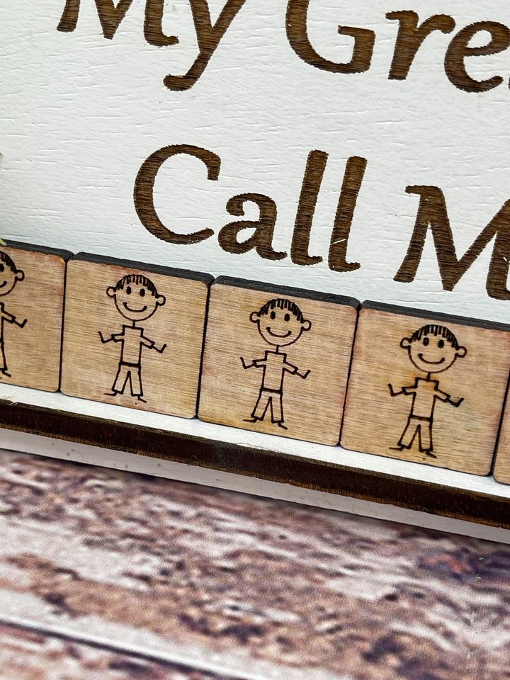 Nanny Sign - My Greatest Blessings Call Me Nanny - Wood Sign With Grandkid kids Tiles