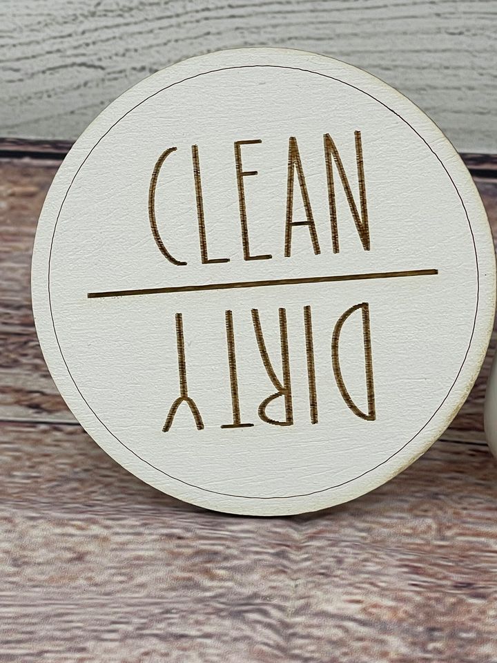 Dirty Clean Magnet Clean Dirty Dishwasher Magnet Wood Slice Clean