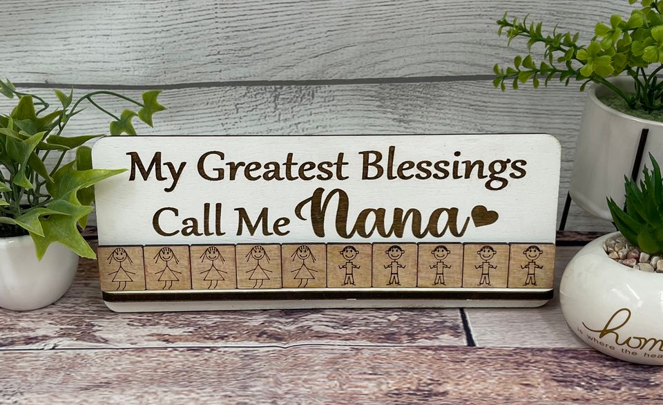 Nana Sign - My Greatest Blessings Call Me Nana with Grandkid kids Tiles
