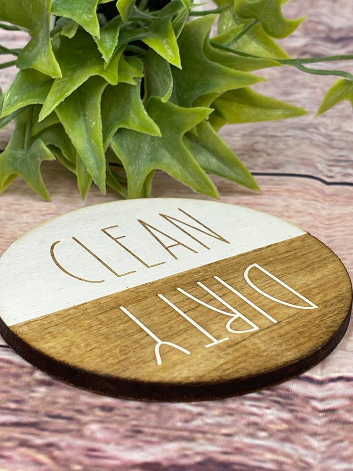 DIRTY CLEAN DISHWASHER MAGNET - Two Tone - Magnetic Dishwasher Sign