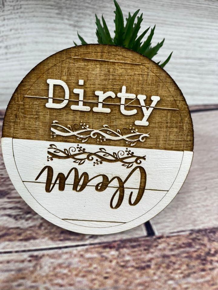 DIRYT CLEAN DISHWASHER Magnet - Farmhouse Inspired Two Tone