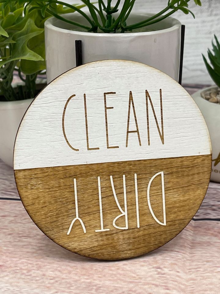 DIRTY CLEAN DISHWASHER MAGNET - Two Tone - Magnetic Dishwasher Sign