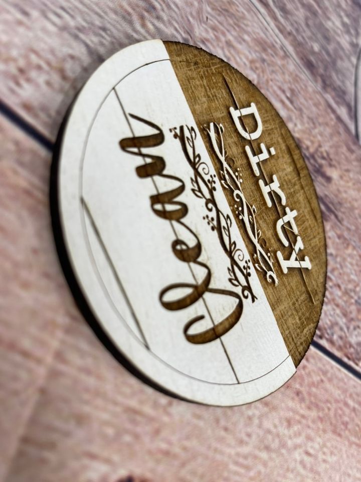 DIRYT CLEAN DISHWASHER Magnet - Farmhouse Inspired Two Tone