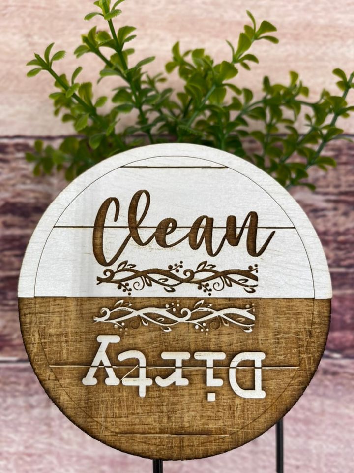 DIRYT CLEAN DISHWASHER Magnet - Farmhouse Inspired Two Tone