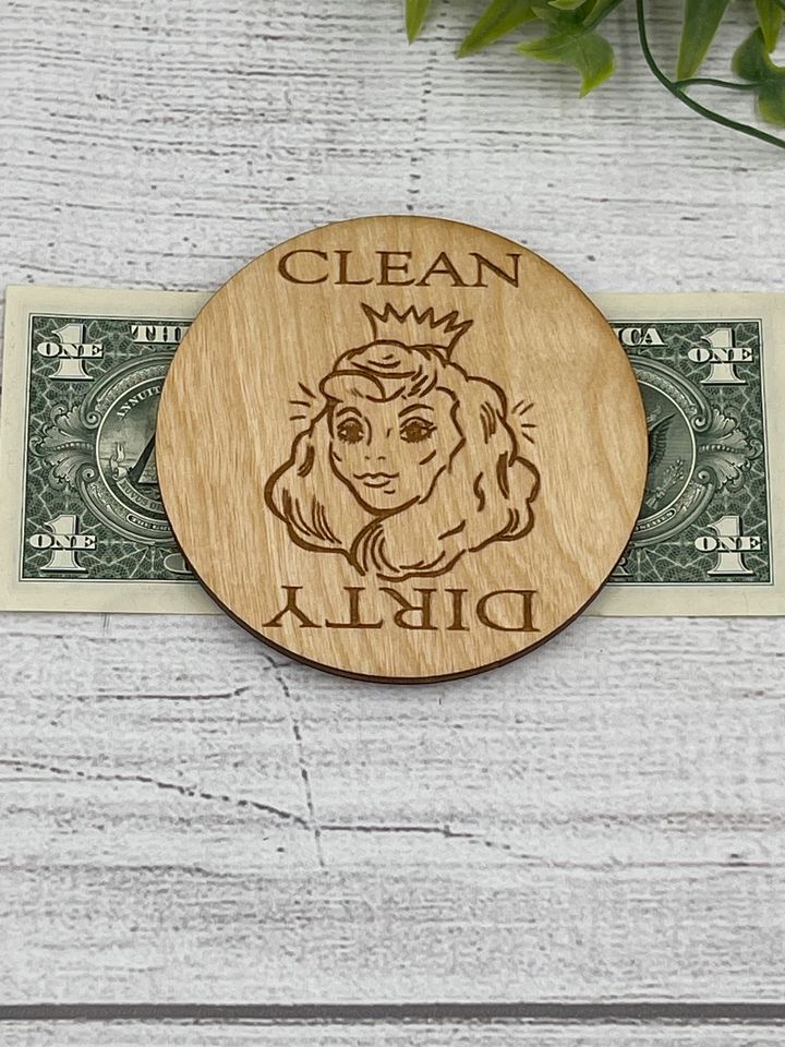 DISHWASHER MAGNET - Reversible Face - Princess & Old Lady Optical Illusion - Clean Dirty Kitchen Sign