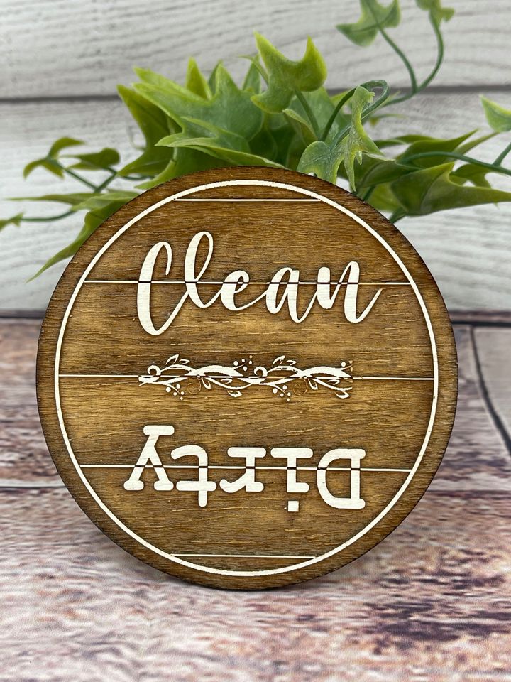 DISHWASHER CLEAN DIRTY MAGNET Rustic Farmhouse Inspired - Natural Shiplap Look