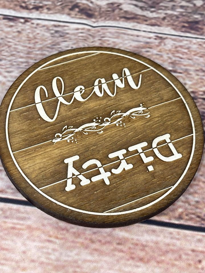 DISHWASHER CLEAN DIRTY MAGNET Rustic Farmhouse Inspired - Natural Shiplap Look
