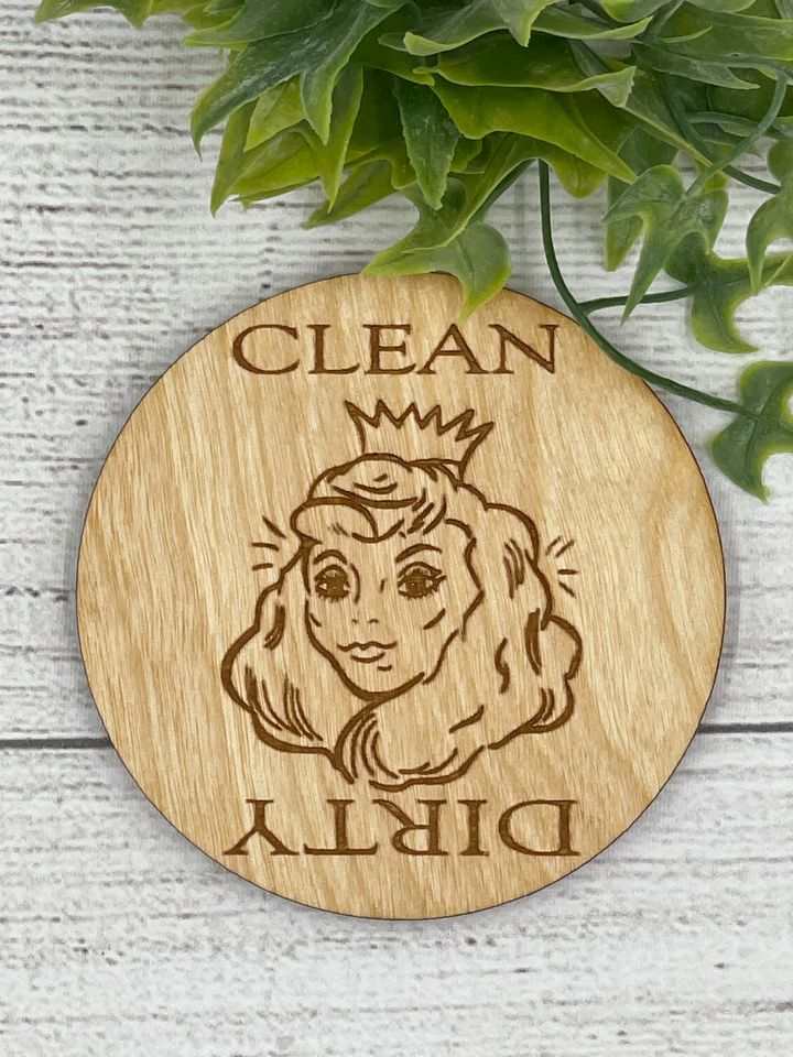 DISHWASHER MAGNET - Reversible Face - Princess & Old Lady Optical Illusion - Clean Dirty Kitchen Sign