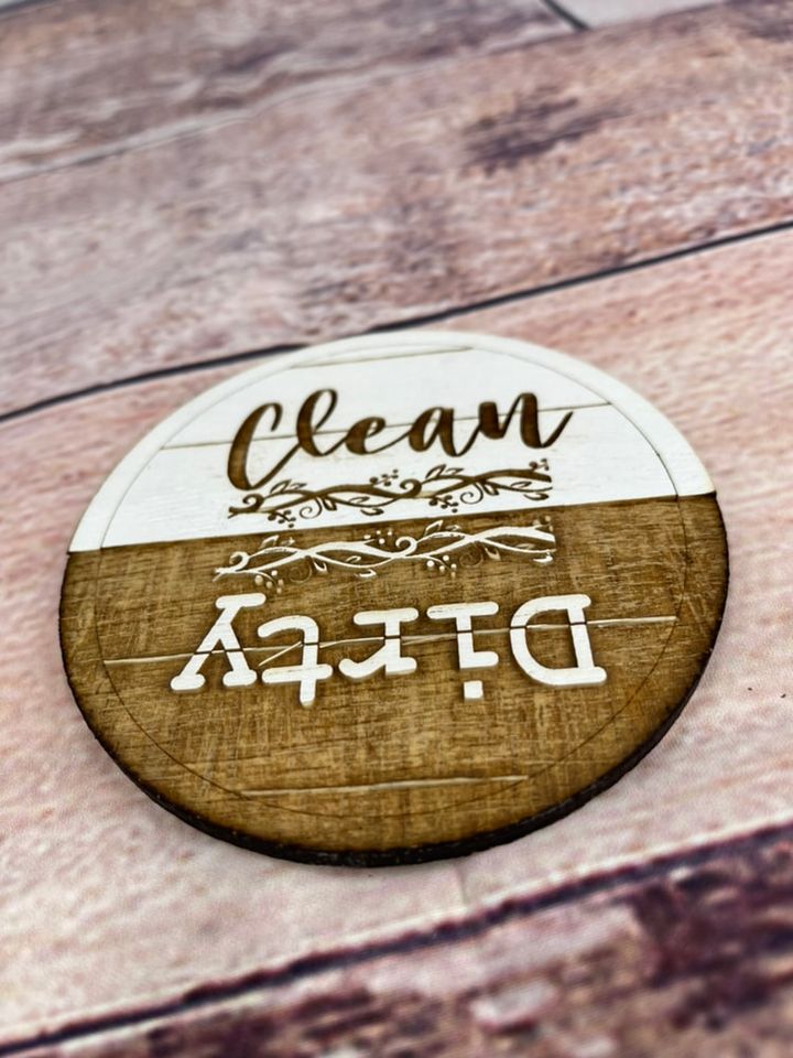DIRYT CLEAN DISHWASHER Magnet - Farmhouse Inspired Two Tone