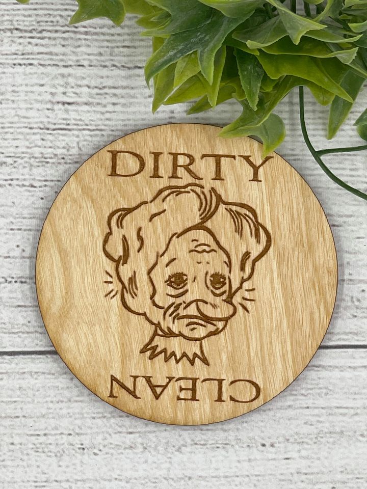 DISHWASHER MAGNET - Reversible Face - Princess & Old Lady Optical Illusion - Clean Dirty Kitchen Sign