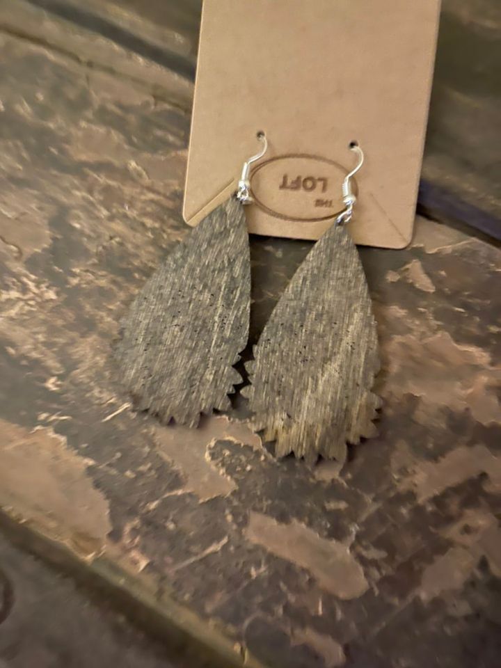 Sunflower Wood Engraved Teardrop Earrings