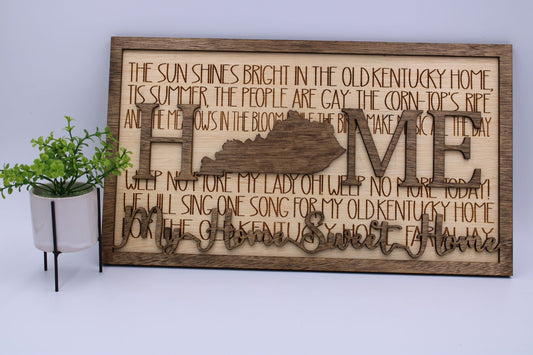 Home Sweet Home-My Old Kentucky Home-State Song Sign Wall Hanging