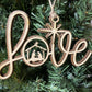 Nativity Christmas Story Wood Religious Christmas Ornament: Love, Hope, Joy