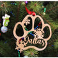 Wood Pet Paw Personalized Name Christmas Ornament for Fur Baby