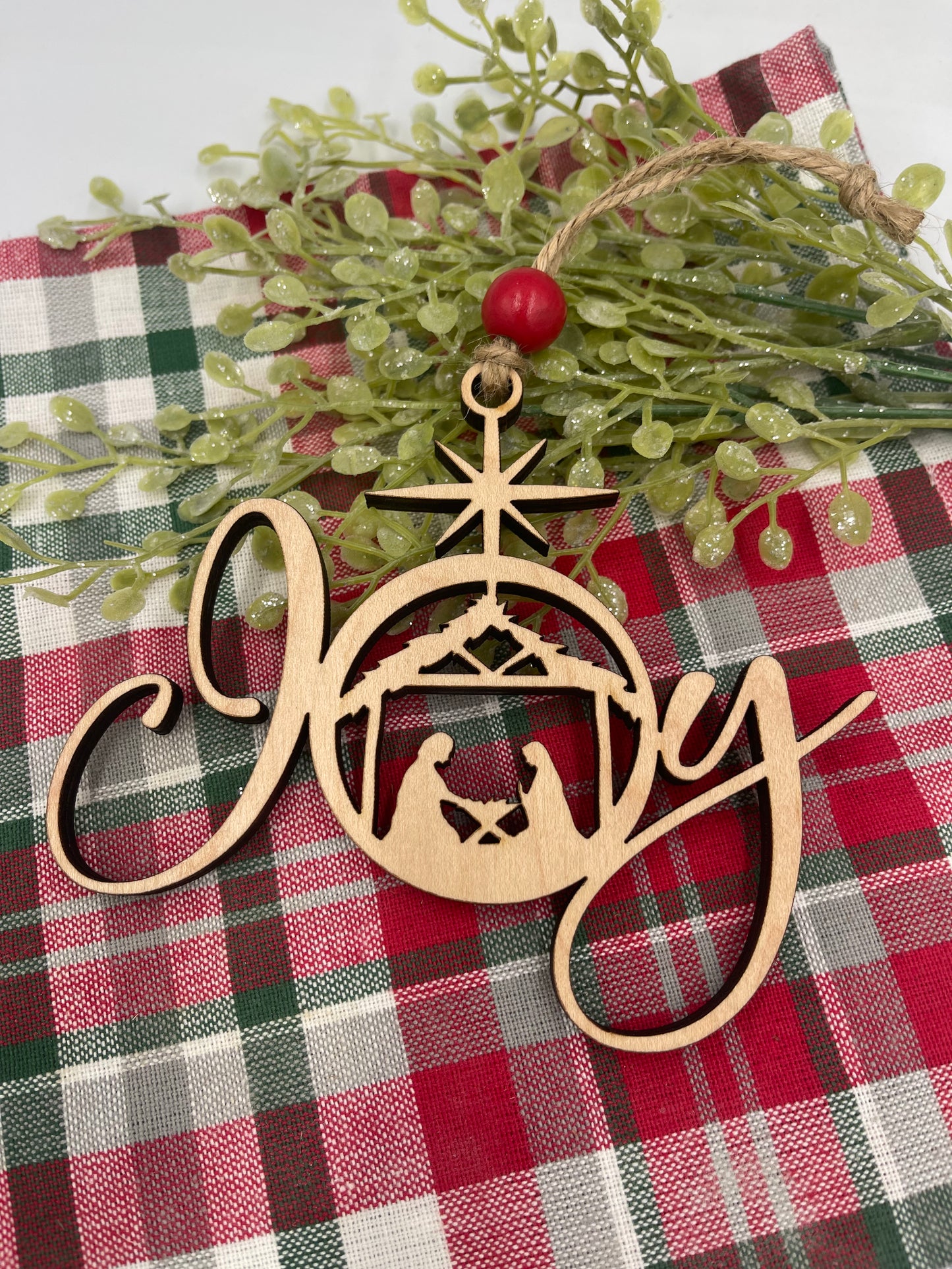 Joy Nativity Christmas Ornament Wood Nativity Joy Ornament Religious Wood Christmas Ornament Laser Cut Nativity Scene Ornament