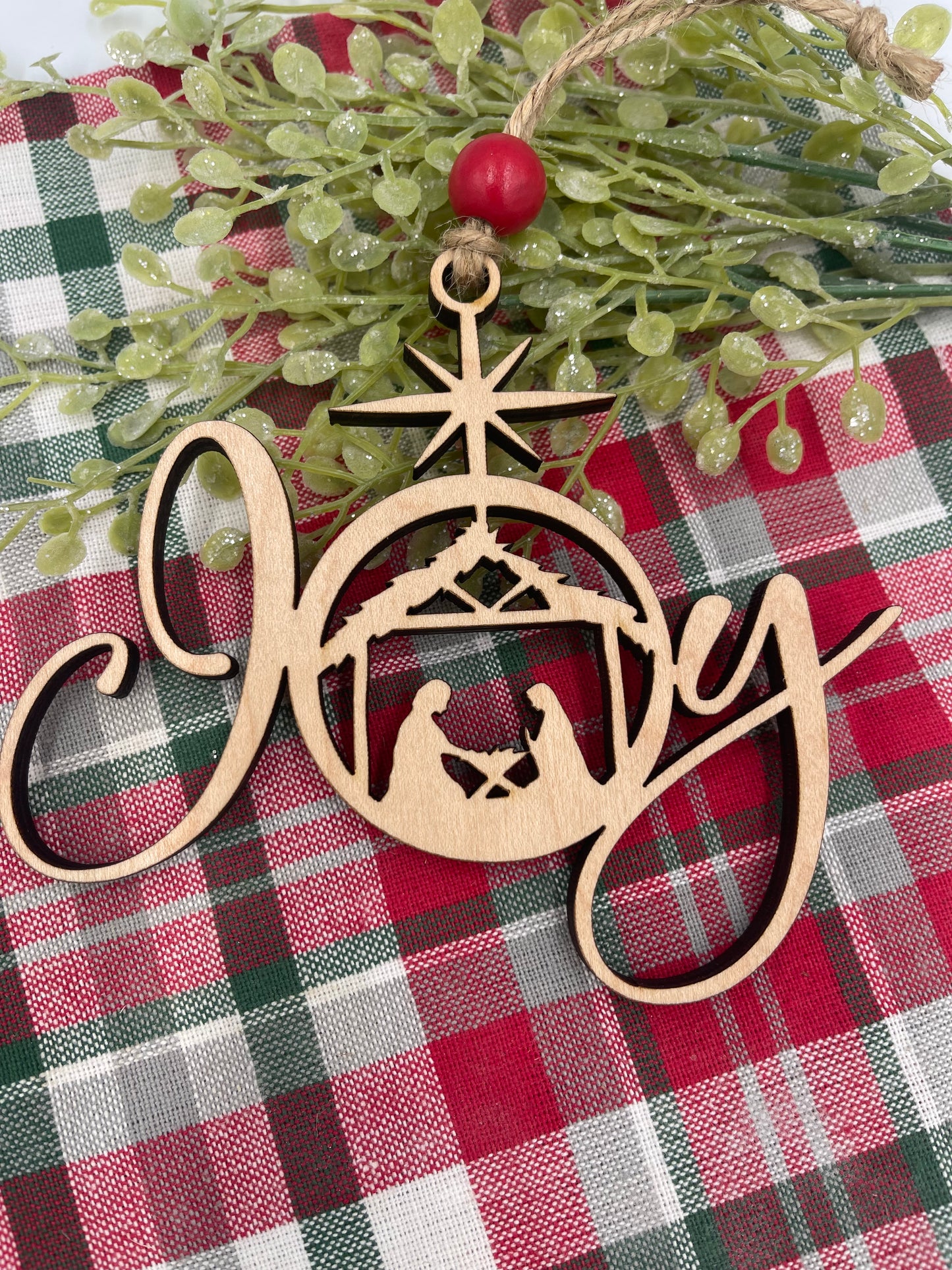 Joy Nativity Christmas Ornament Wood Nativity Joy Ornament Religious Wood Christmas Ornament Laser Cut Nativity Scene Ornament