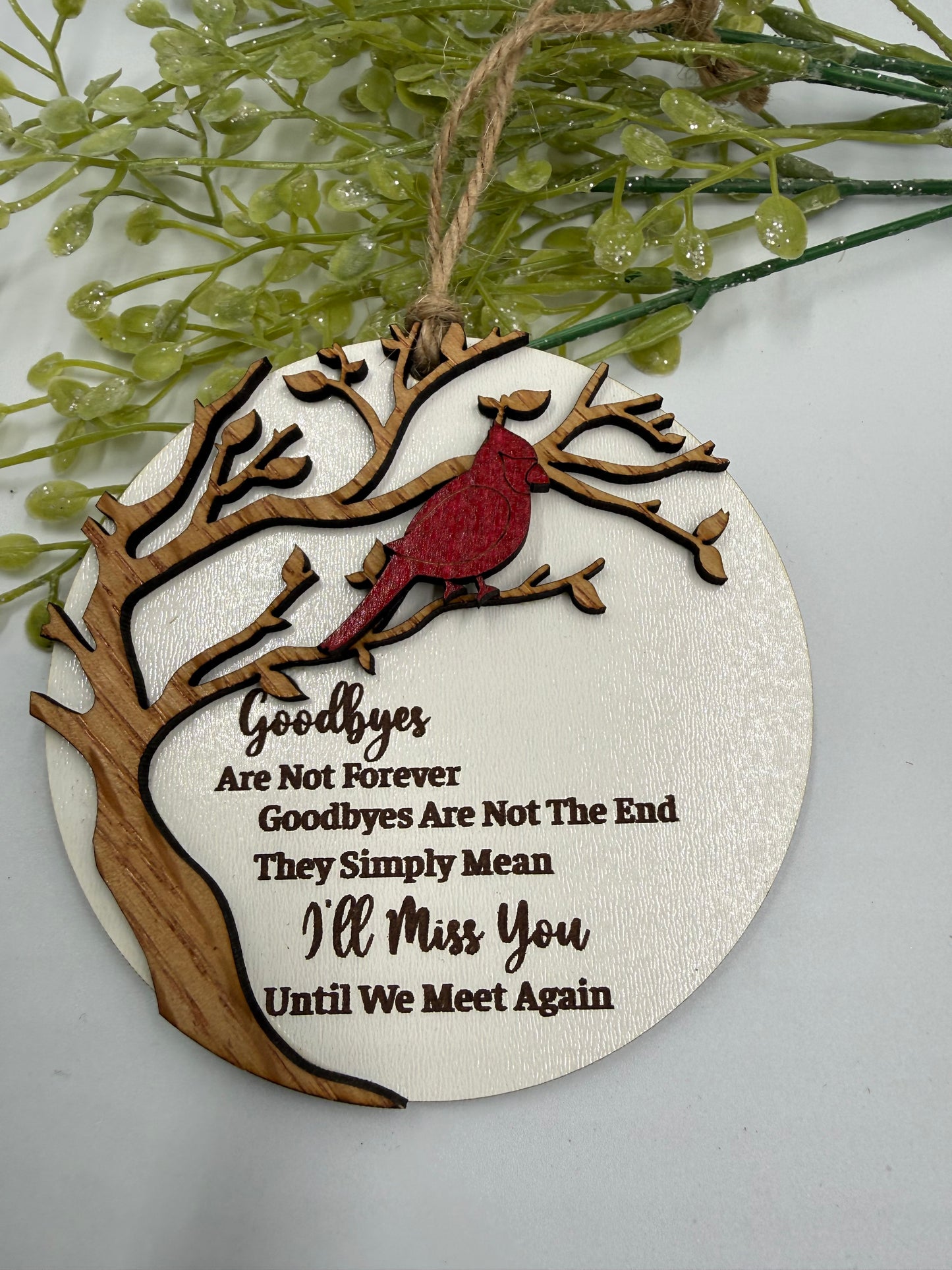 Cardinal Memorial Ornament | Laser Cut Wooden Remembrance Ornament | Sympathy Gift | In Memory Of Christmas Keepsake