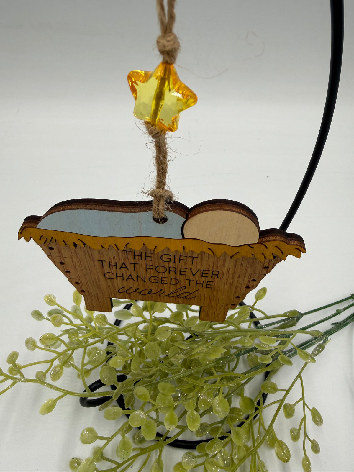 The Gift That Forever Changed the World – Wooden Manger Ornament