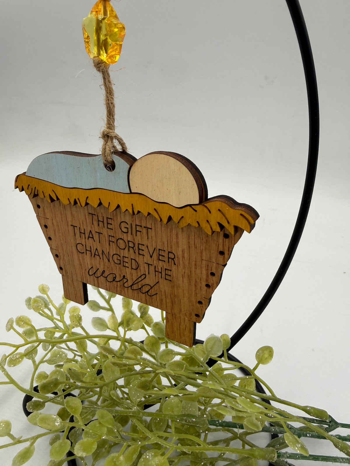 The Gift That Forever Changed the World – Wooden Manger Ornament