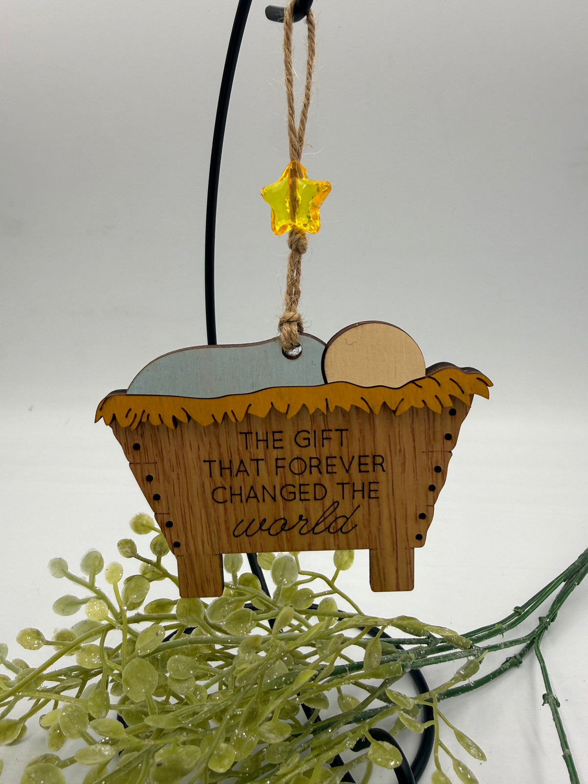 The Gift That Forever Changed the World – Wooden Manger Ornament