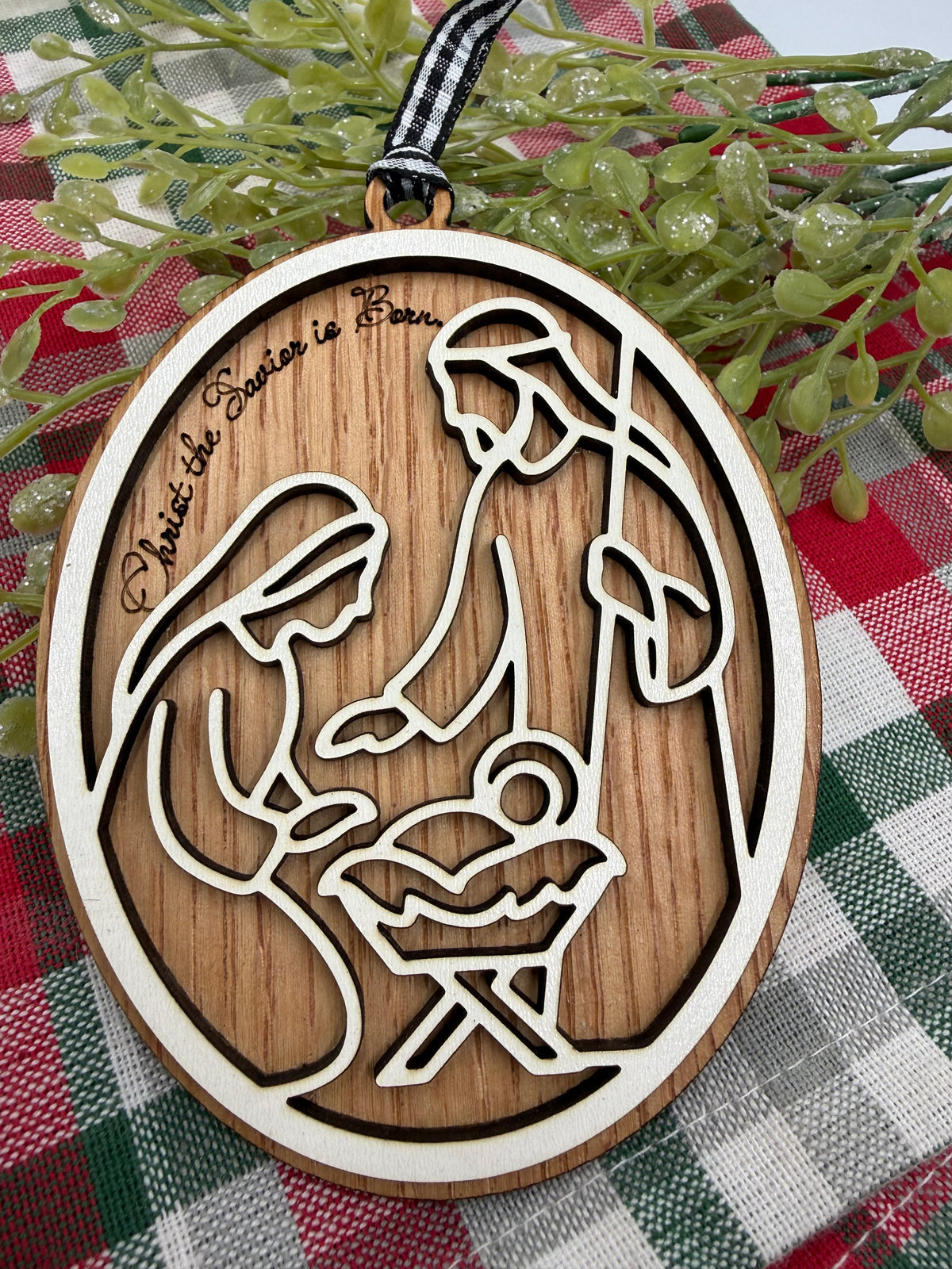 Christ the Savior Is Born – Wooden Nativity Christmas Ornament