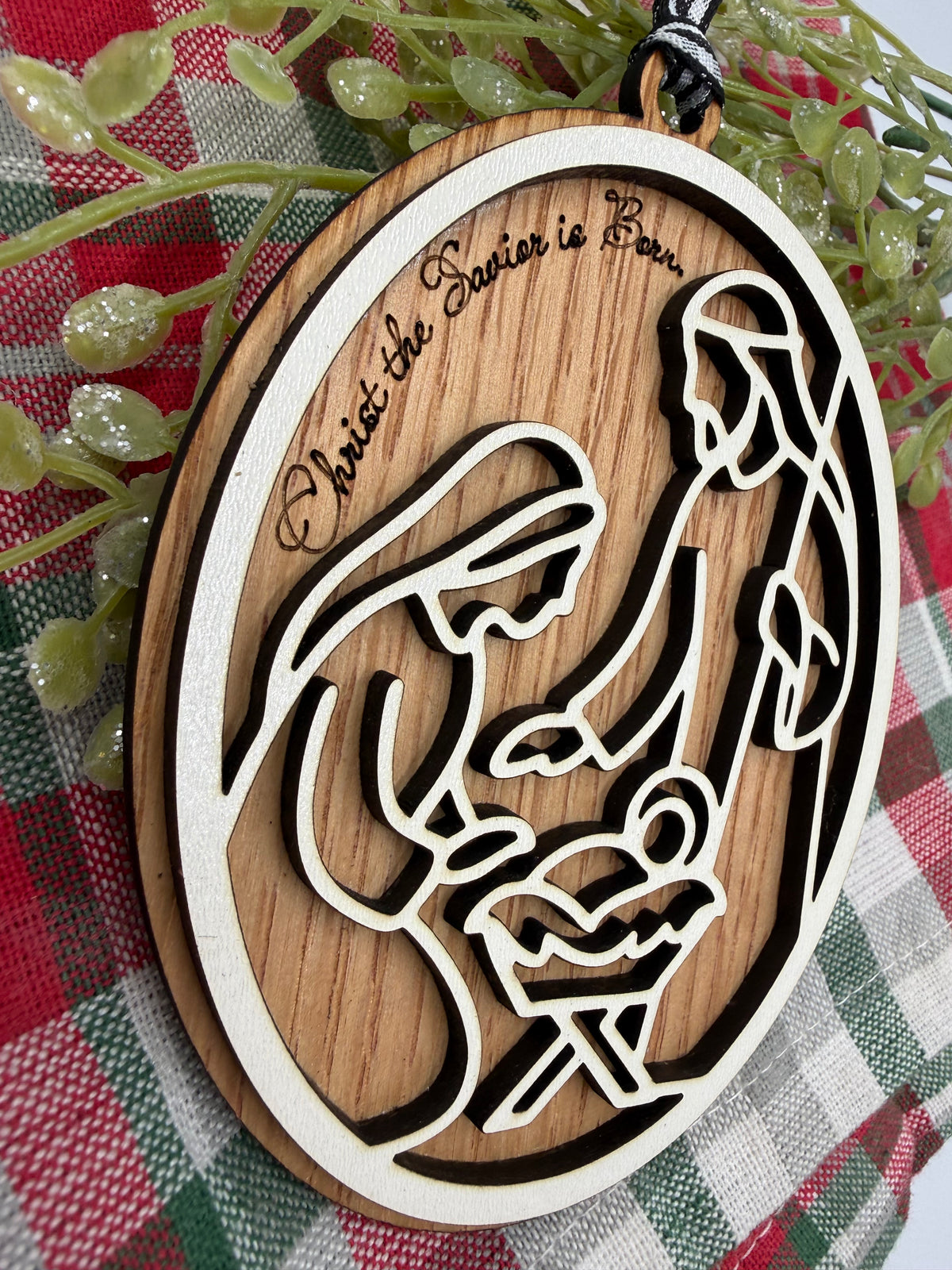 Christ the Savior Is Born – Wooden Nativity Christmas Ornament