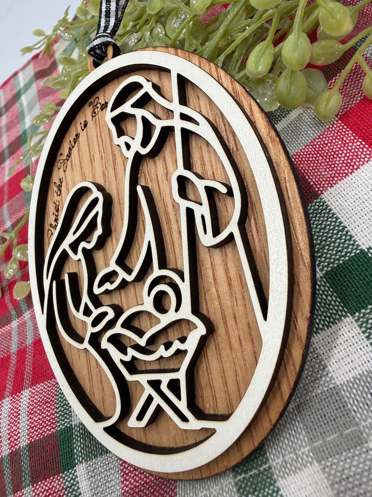 Christ the Savior Is Born – Wooden Nativity Christmas Ornament