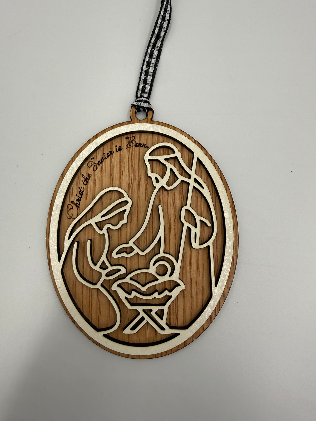 Christ the Savior Is Born – Wooden Nativity Christmas Ornament