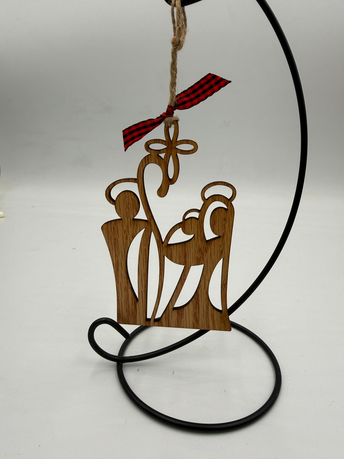 Wooden Nativity Christmas Ornament – Rustic Holy Family