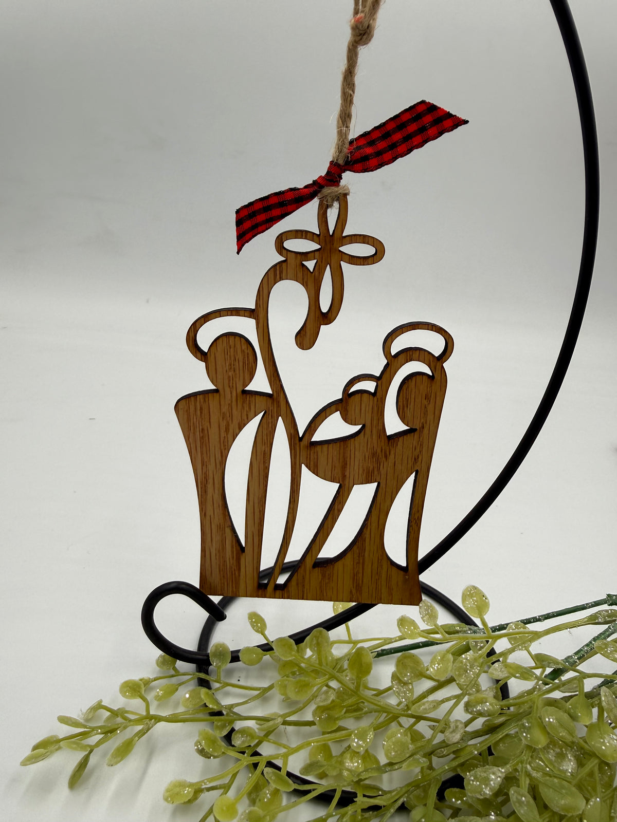 Wooden Nativity Christmas Ornament – Rustic Holy Family