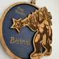 Personalized Bigfoot Believe Christmas Ornament – Wooden Sasquatch Family Name Gift