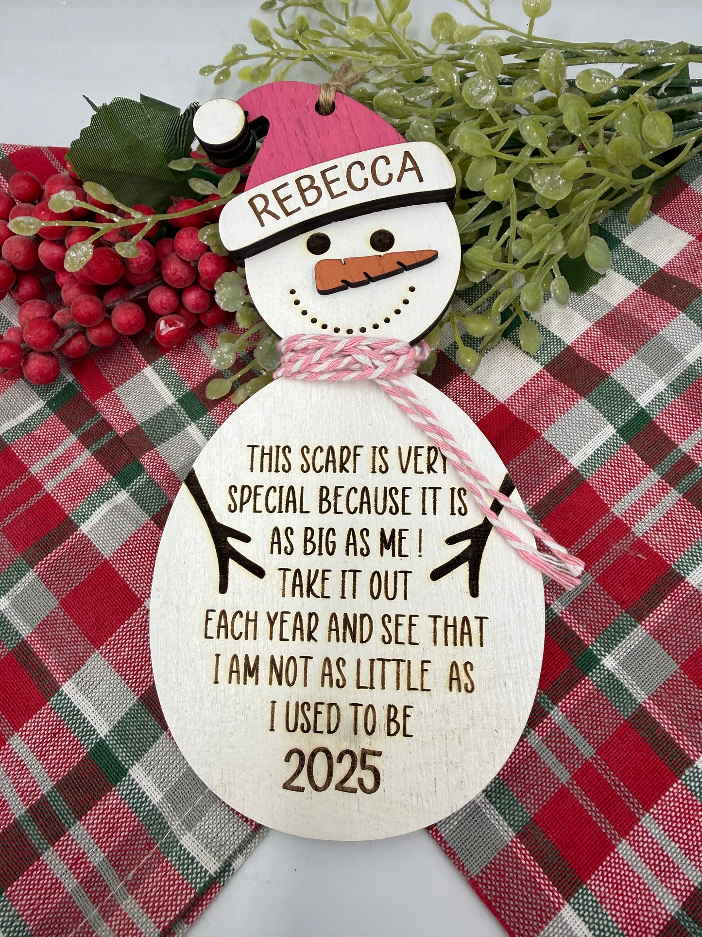 Customizable Snowman Growth Chart Ornament: Baby's First Christmas 2025 Keepsake Gift for Kids