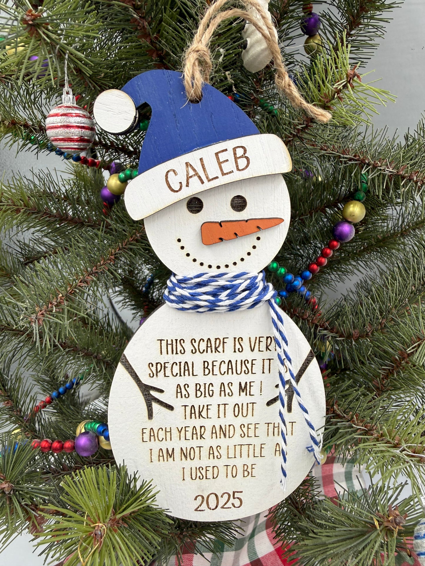 Customizable Snowman Growth Chart Ornament: Baby's First Christmas 2025 Keepsake Gift for Kids