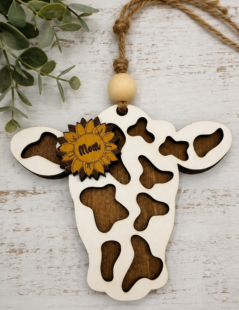 Personalized Cow Car Charm