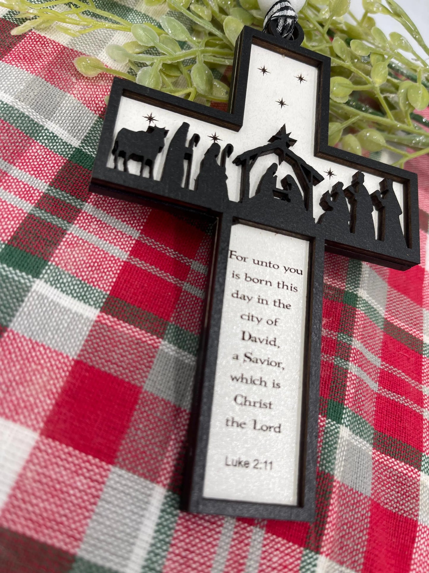 Nativity Cross Scripture Christmas Ornament Religious Ornament Luke 2:11 Nativity Ornament Religious Gift Cross Ornament