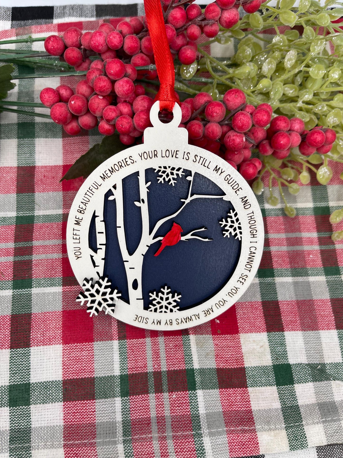 Cardinal Memorial Christmas Ornament Bereavement Gift Ornament White