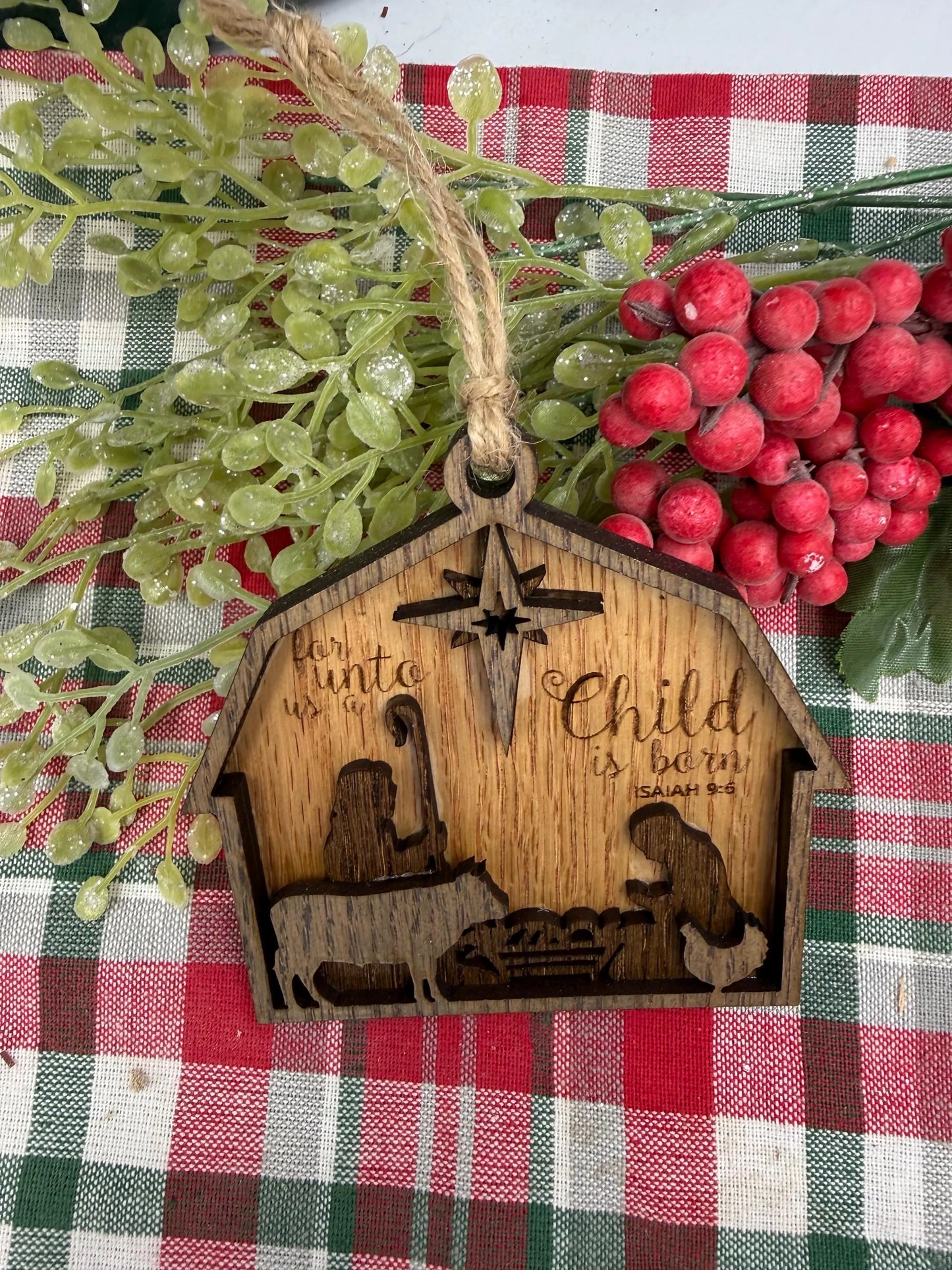Nativity Barn Scene Ornament Christmas Manger Scene Holiday Tree Decoration