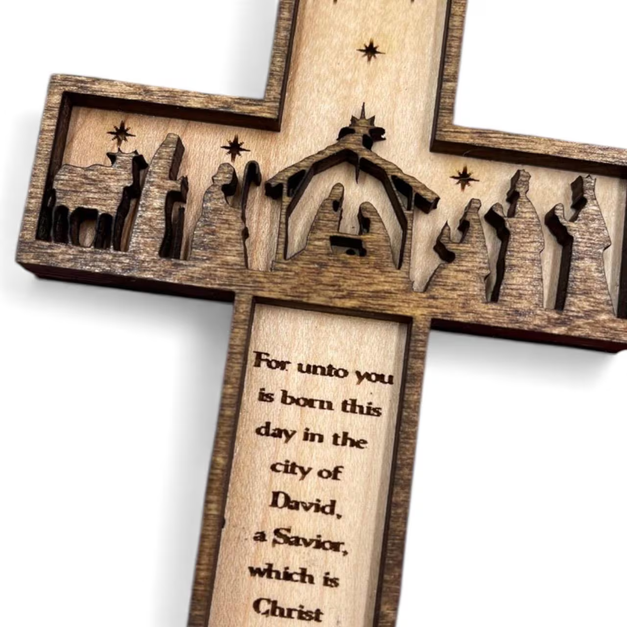 Nativity Cross Scripture Christmas Ornament - Religious Luke 2:11