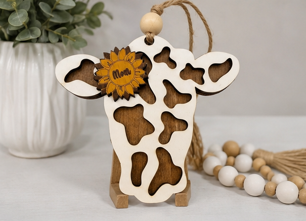 Personalized Cow Car Charm