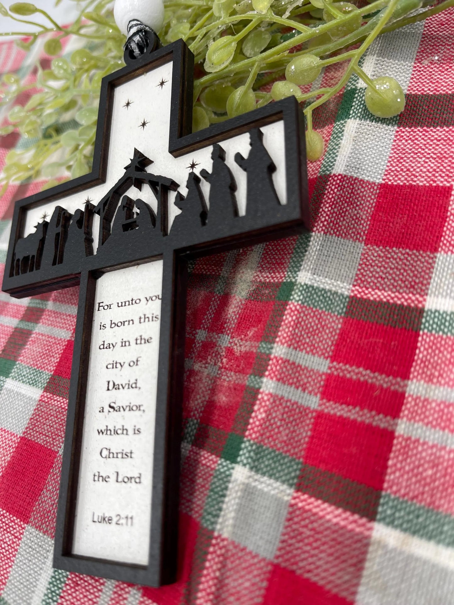Nativity Cross Scripture Christmas Ornament Religious Ornament Luke 2:11 Nativity Ornament Religious Gift Cross Ornament